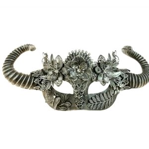 Vintage Floral Horn Silver Mask NWT